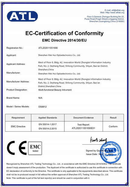 Китай Shenzhen Mei Hui Optoelectronics Co., Ltd Сертификаты